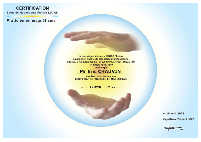 photo diplome Eric Chauvin