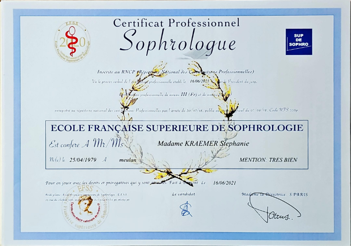 photo diplome Stéphanie KRAEMER