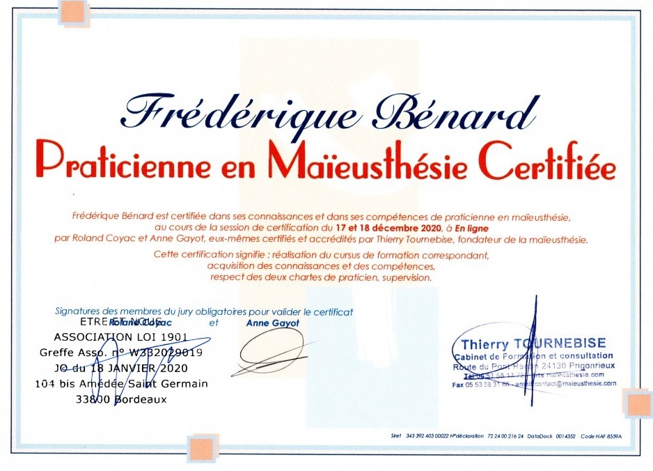 photo diplome Frédérique Bénard