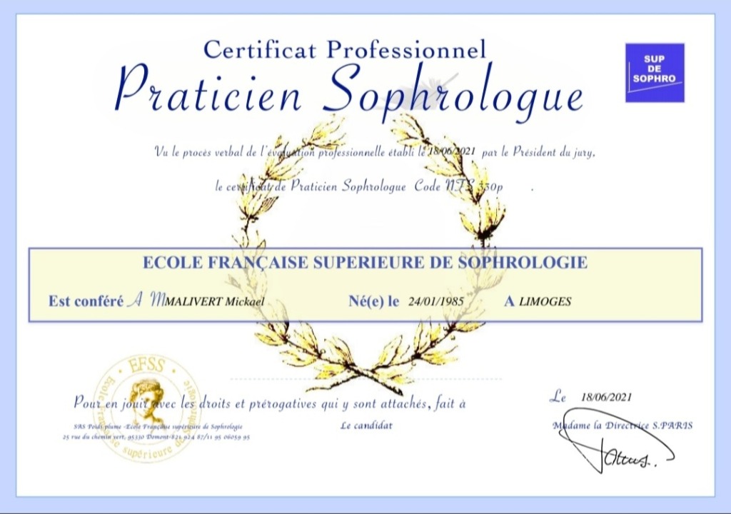 photo diplome Mickael Malivert Talon