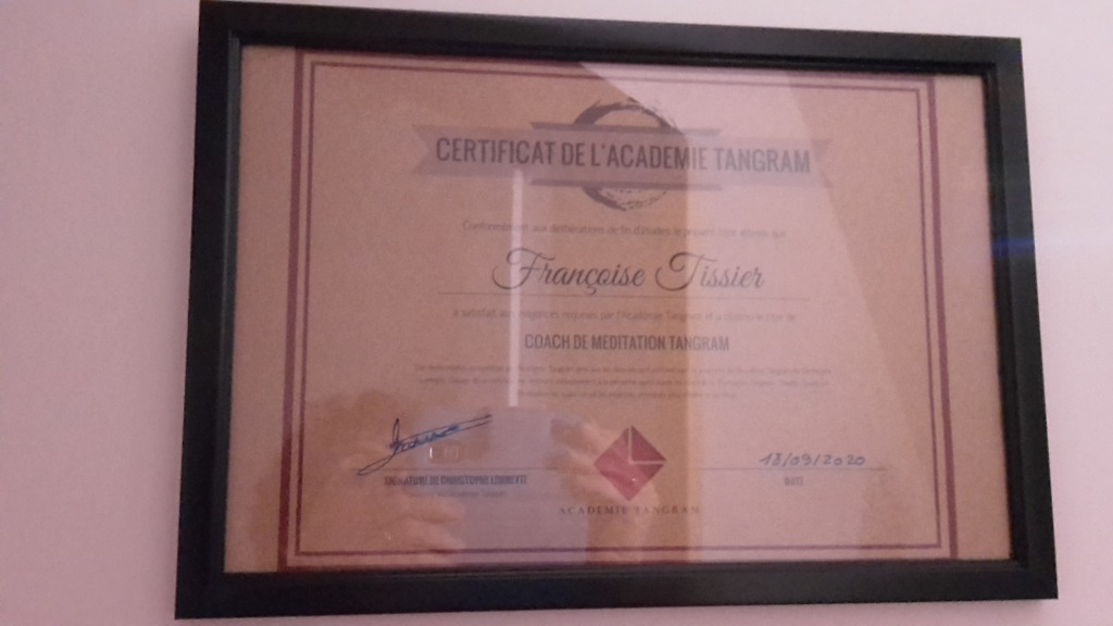 photo diplome Francoise TIssier - Dojo Tangram