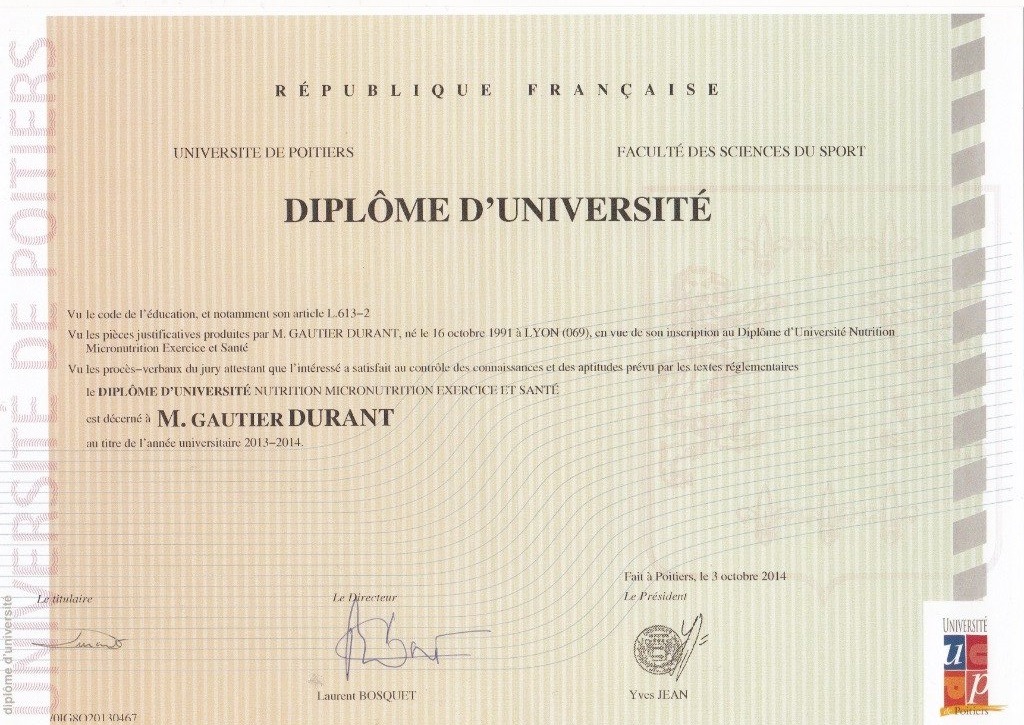 photo diplome Gautier Durant