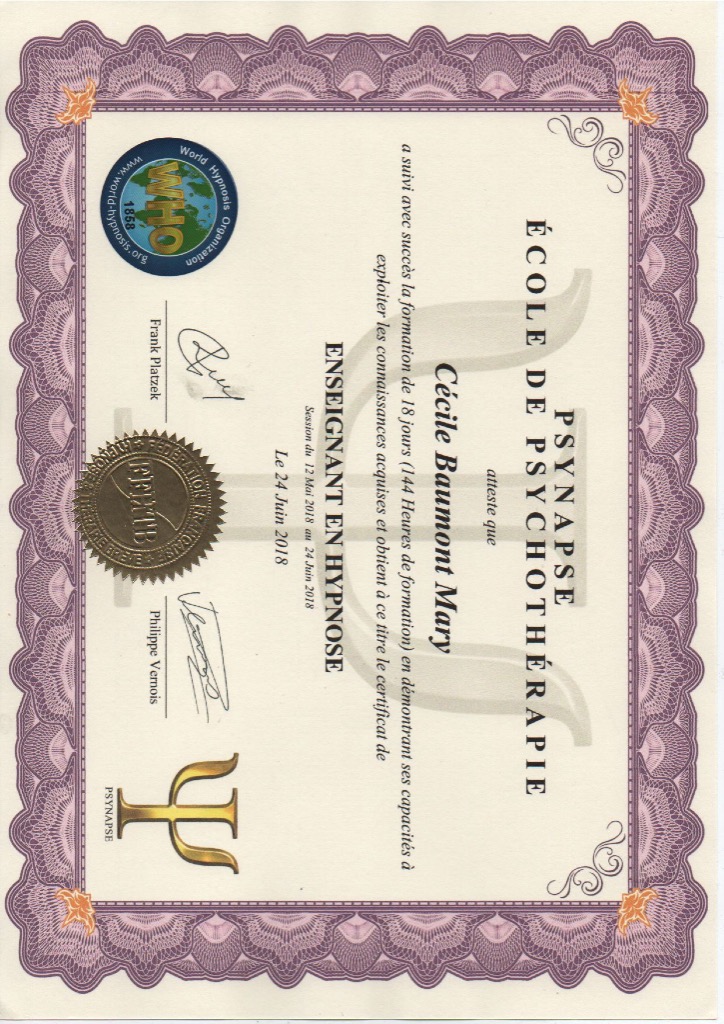 photo diplome Cécile Baumont Mary