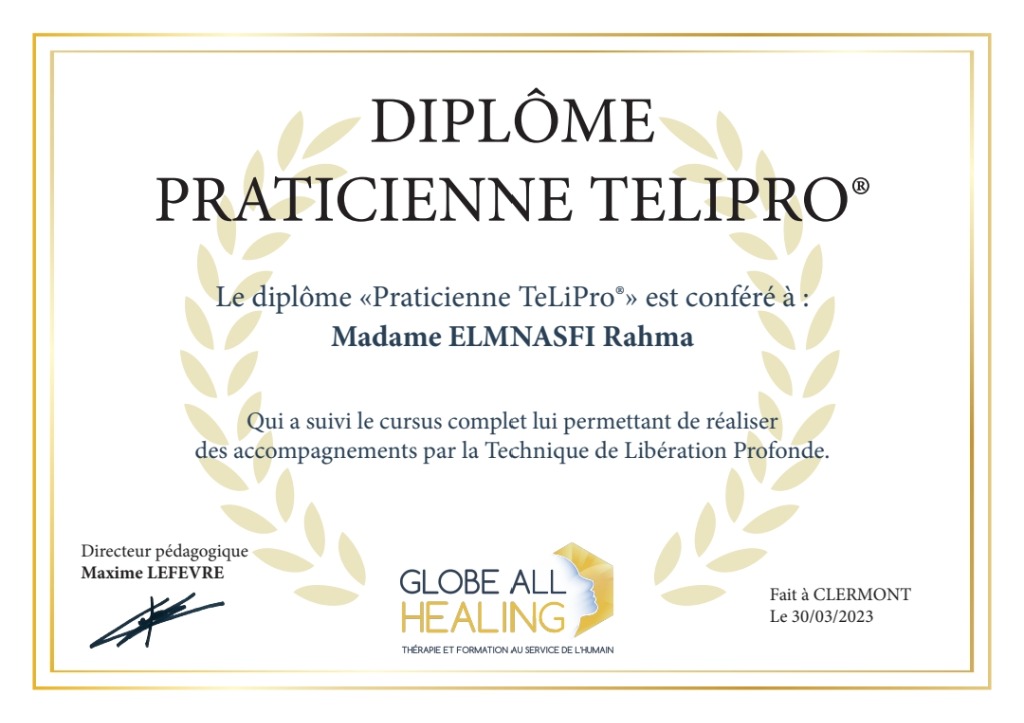 photo diplome Amour Créateur Coaching holistique