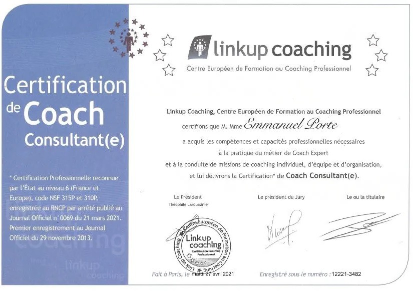 photo diplome Coach Consulting