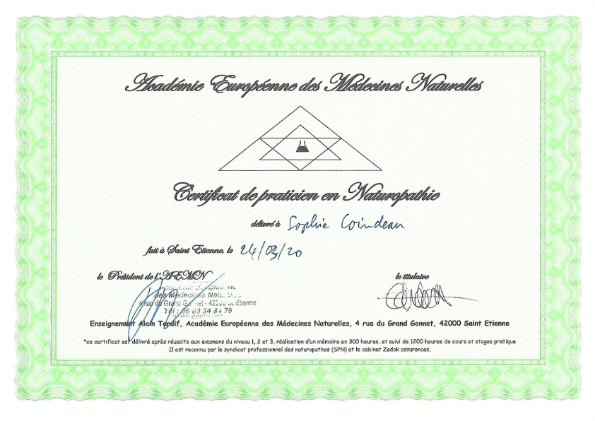 photo diplome Sophie COINDEAU