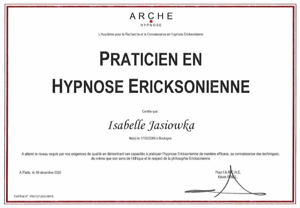 photo diplome Isabelle JASIOWKA
