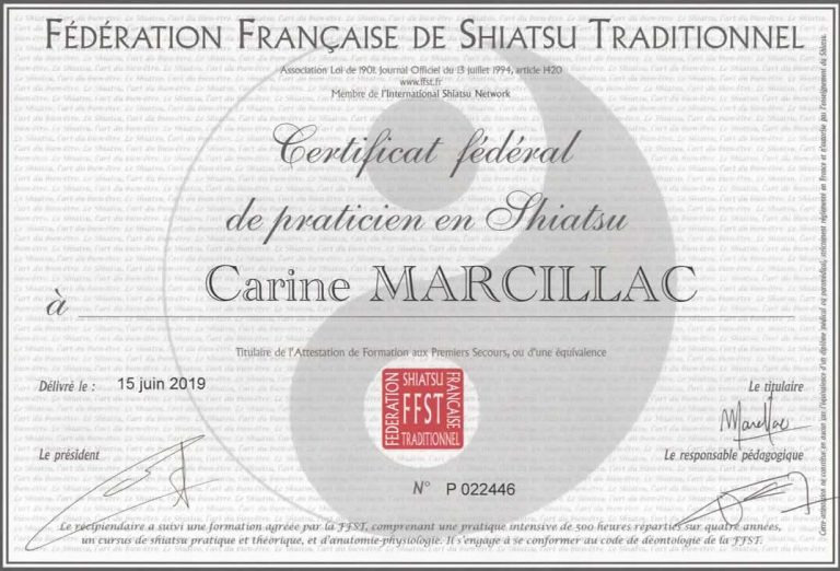 photo diplome Shiatstu Callicram