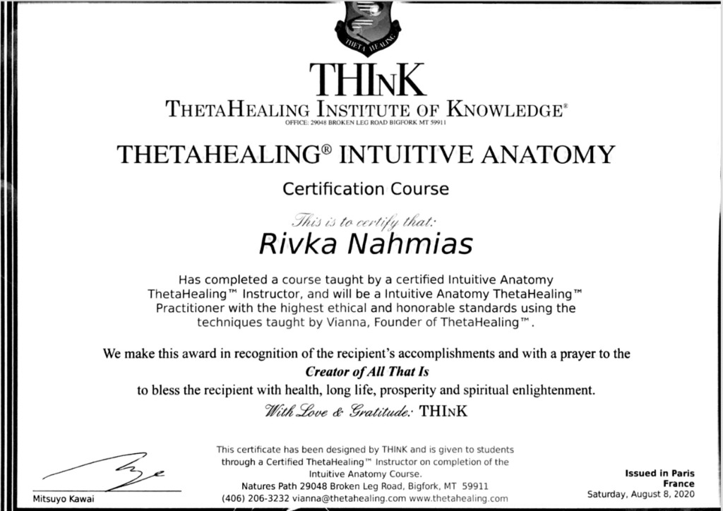 photo diplome RIVKA NAHMIAS