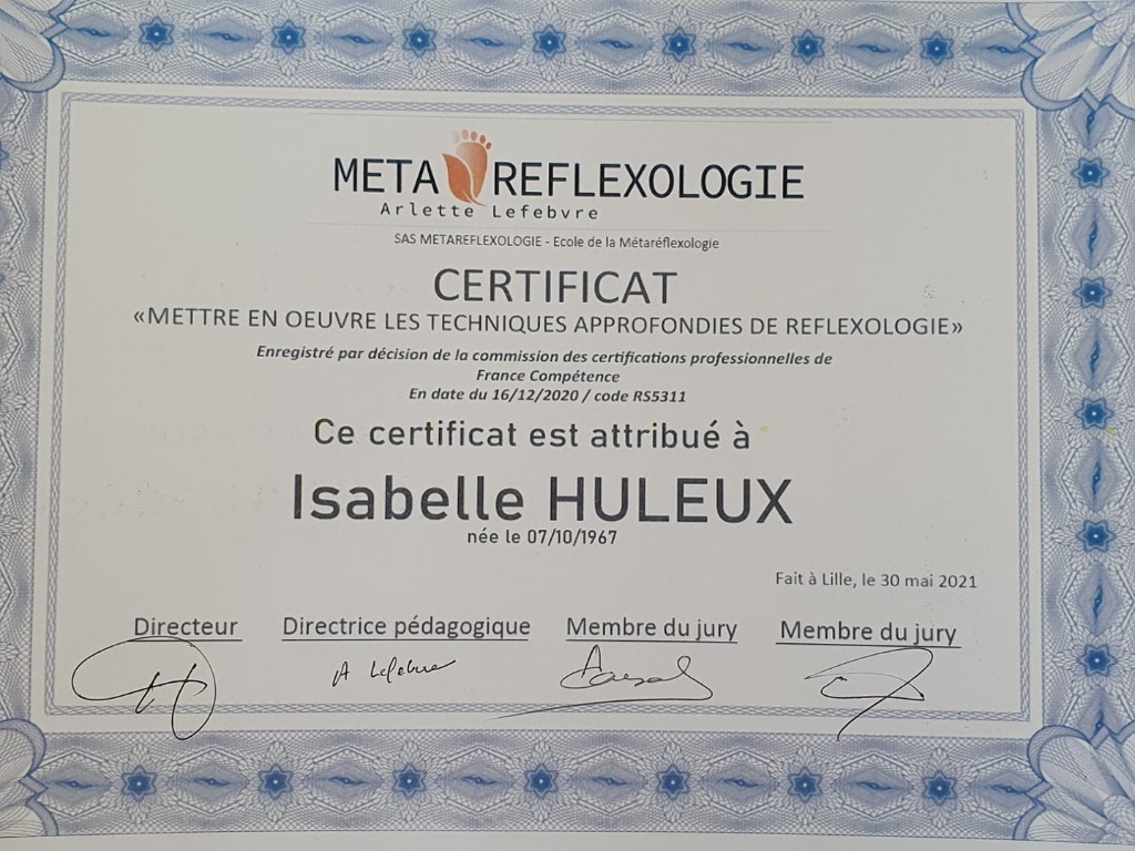 photo diplome Isabelle HULEUX