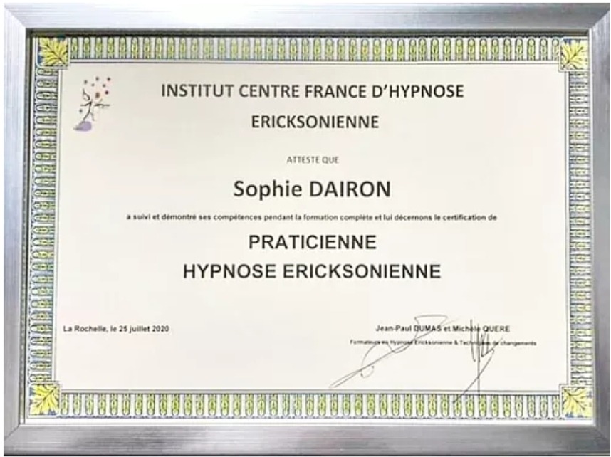 photo diplome Sophie Dairon