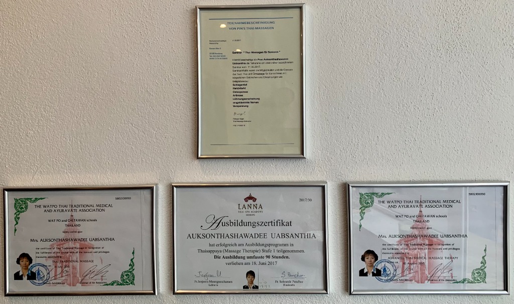 photo diplome Aukson Thaï Massage