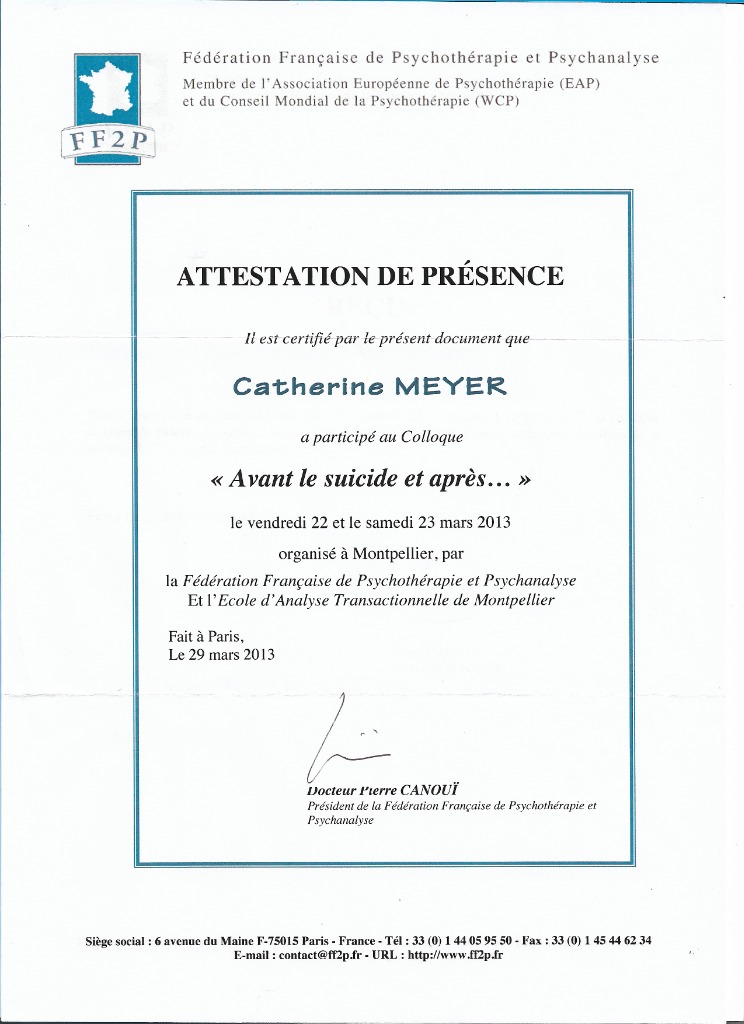photo diplome Catherine Meyer Lefeuvre 