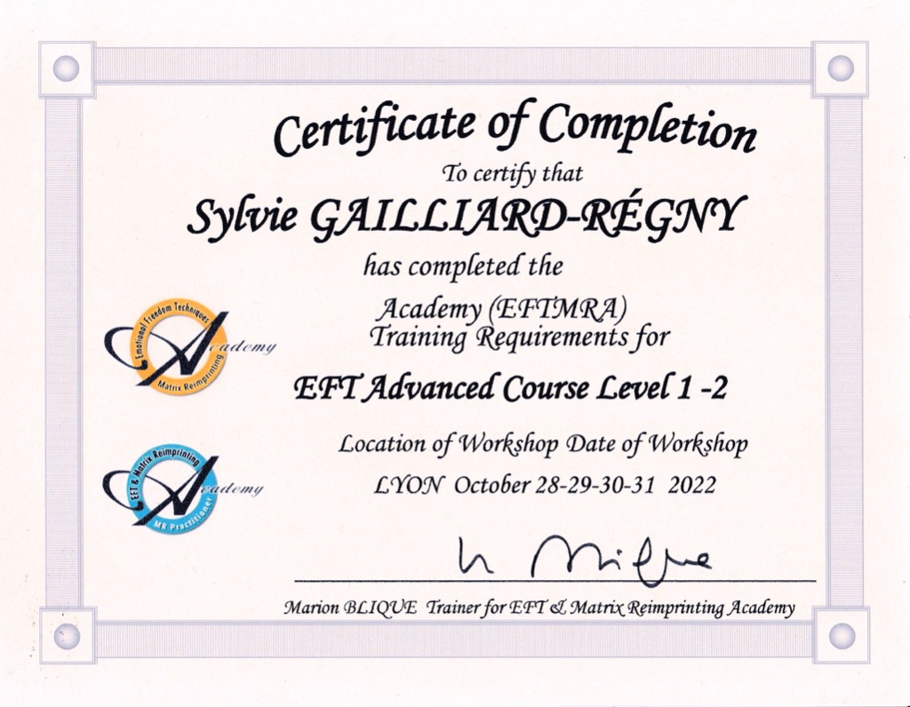 photo diplome Sylvie Gailliard Régny