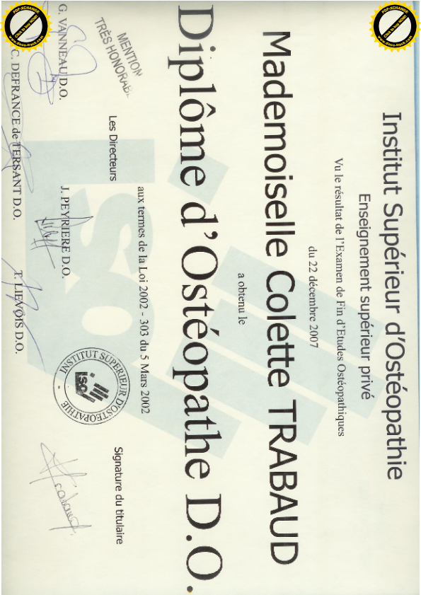 photo diplome Colette TRABAUD