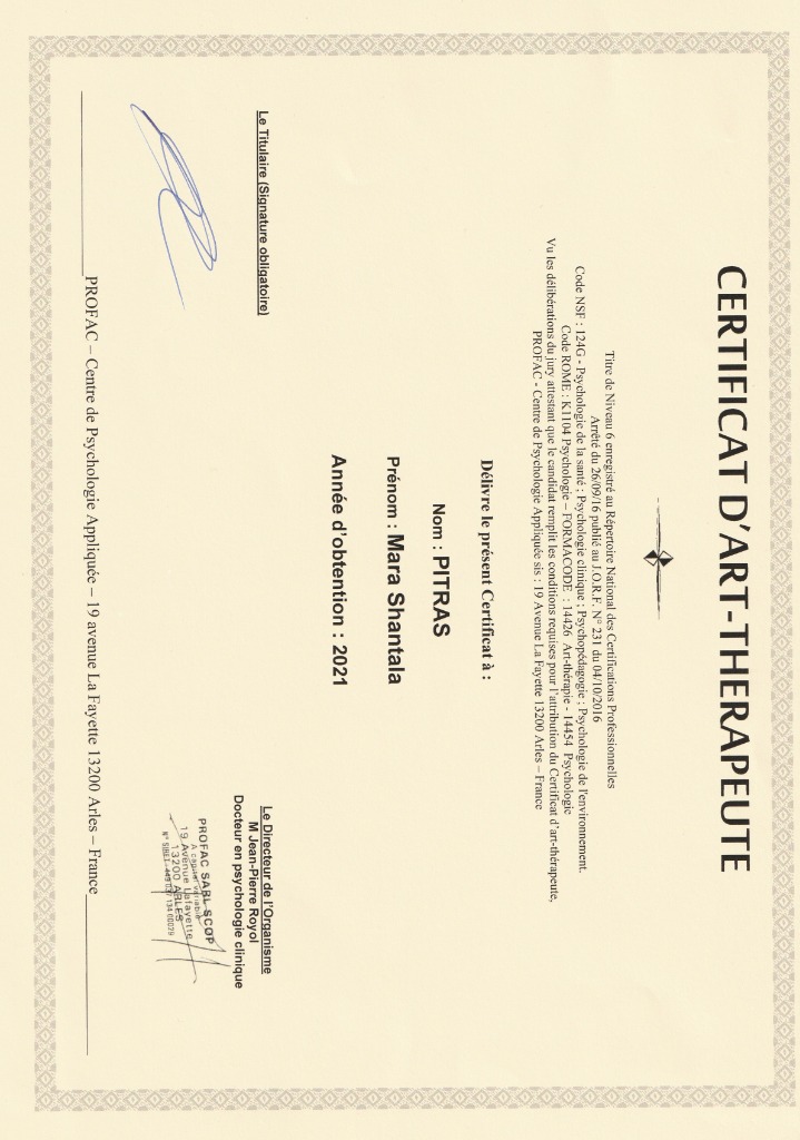 photo diplome MASH Art-thérapie