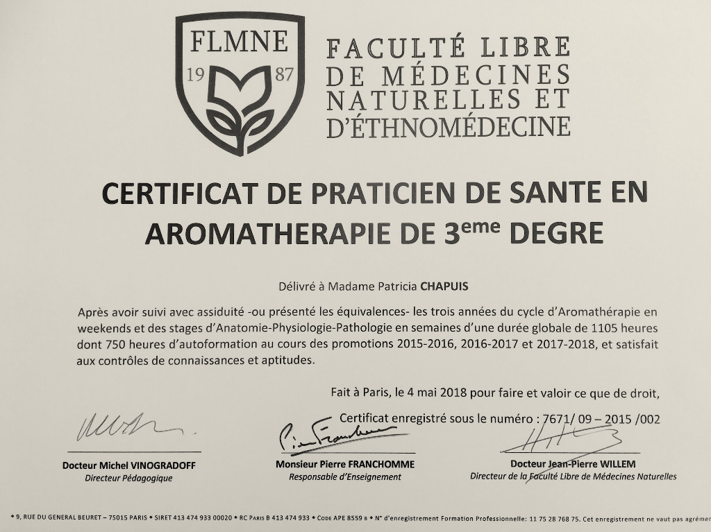 photo diplome Patricia Chapuis