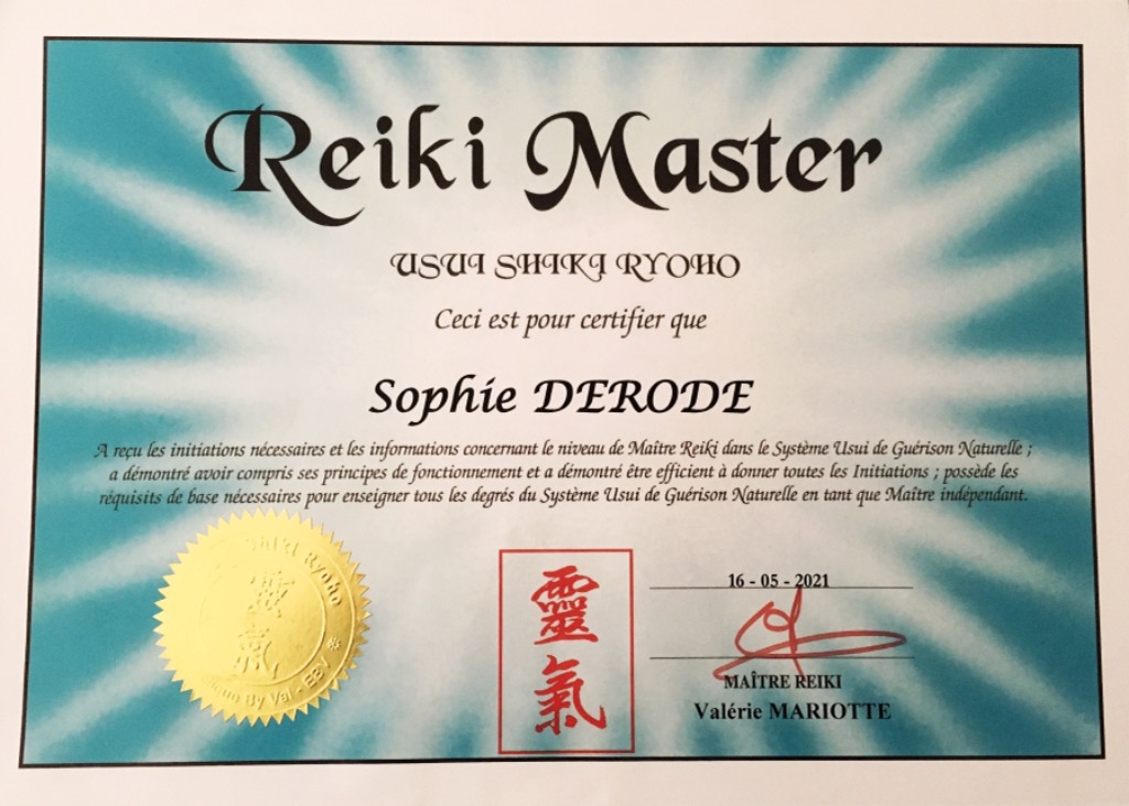 photo diplome Le reiki à portée de soi