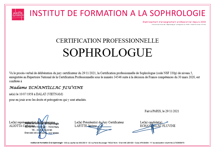 photo diplome FLUVINE ECHANTILLAC
