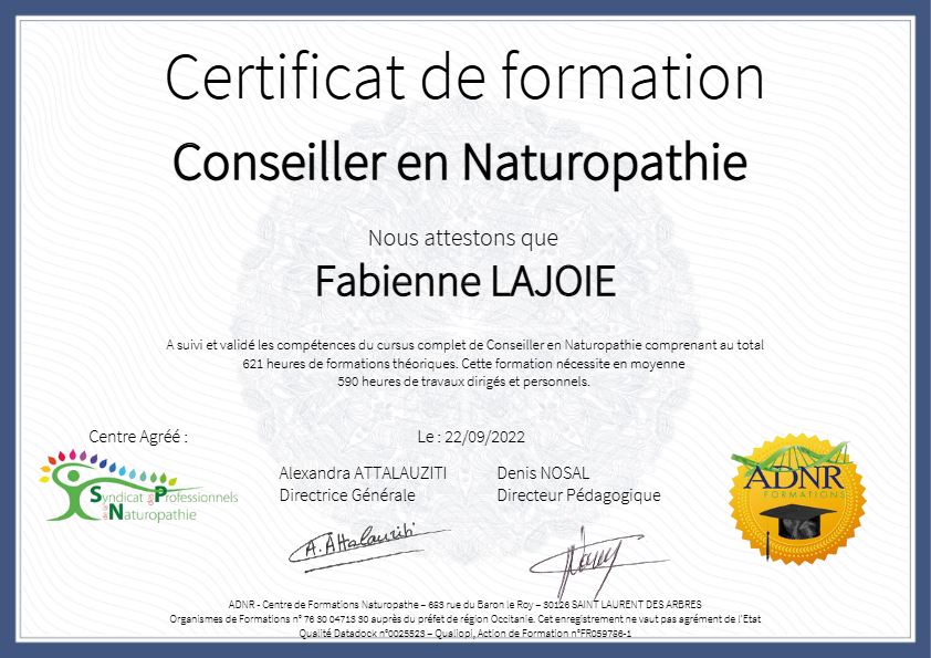 photo diplome FABIENNE LAJOIE