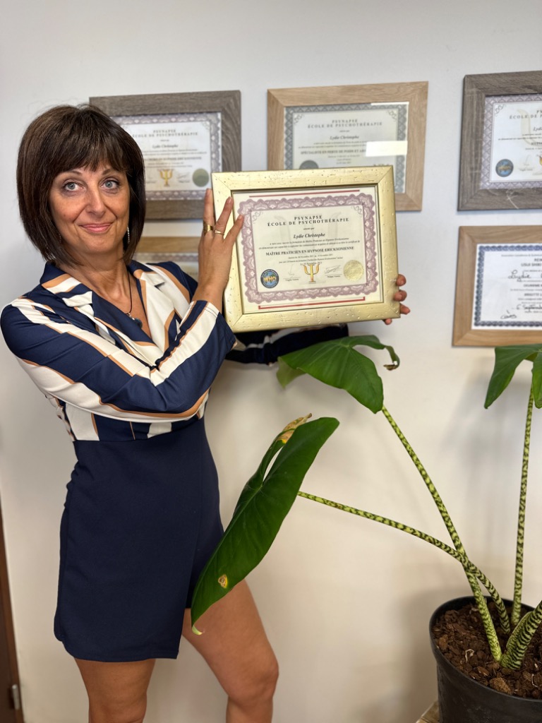 photo diplome Lydie CHRISTOPHE Hypnothérapeute