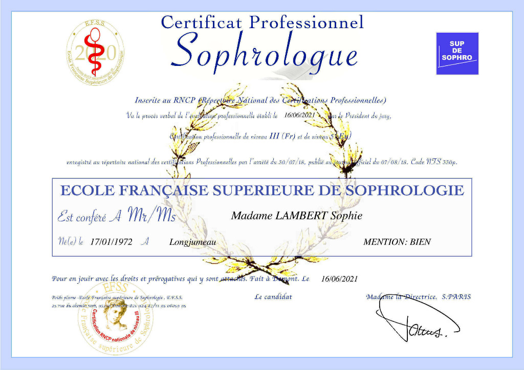 photo diplome Sophie Lambert