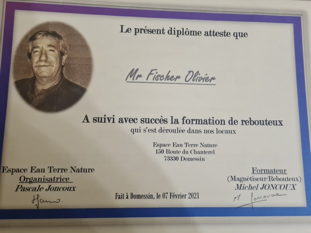 photo diplome olivier reiki-libre