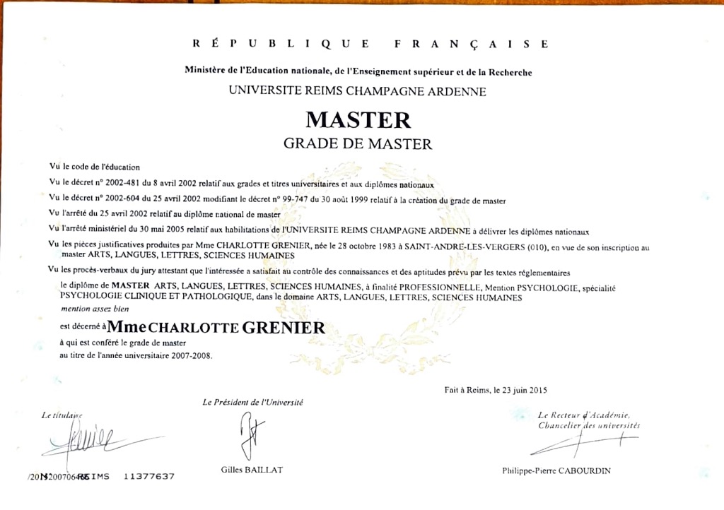 photo diplome Charlotte GRENIER