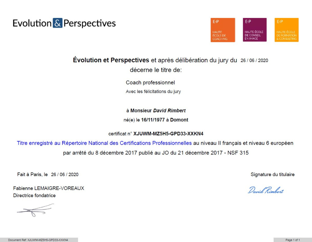 photo diplome Efficient Academy