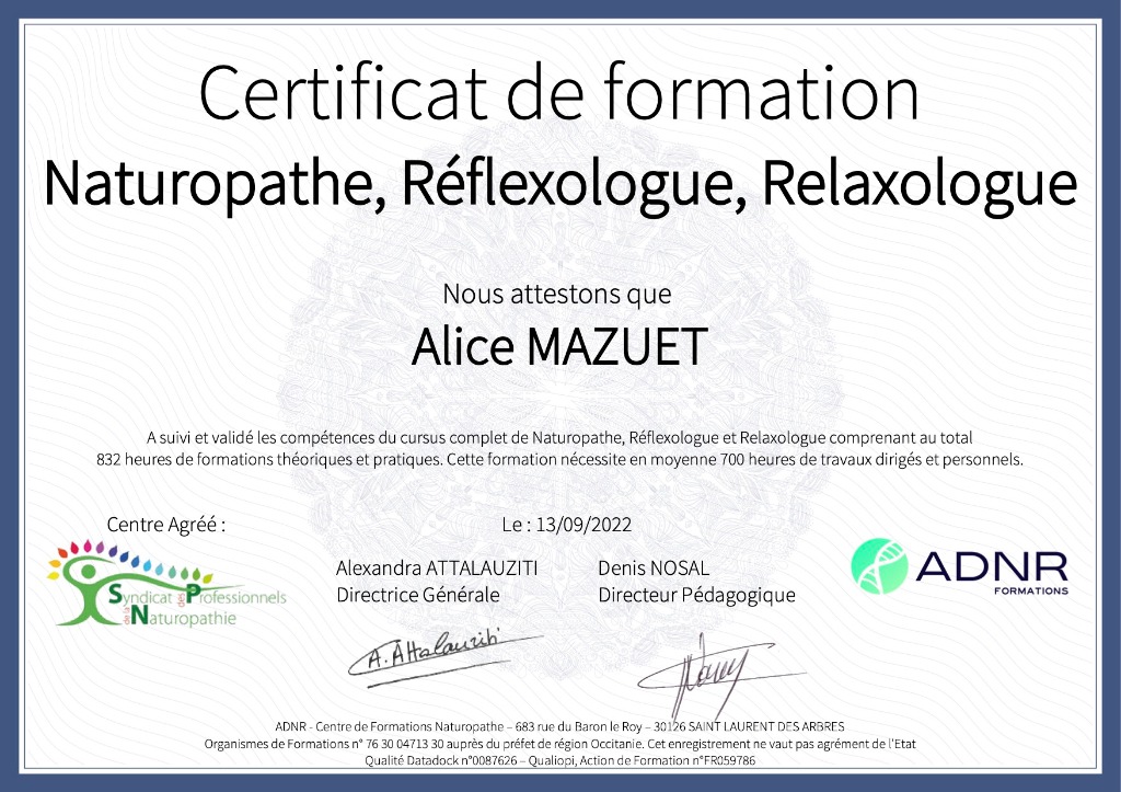 photo diplome Alice Mazuet - Nature & Reflex’