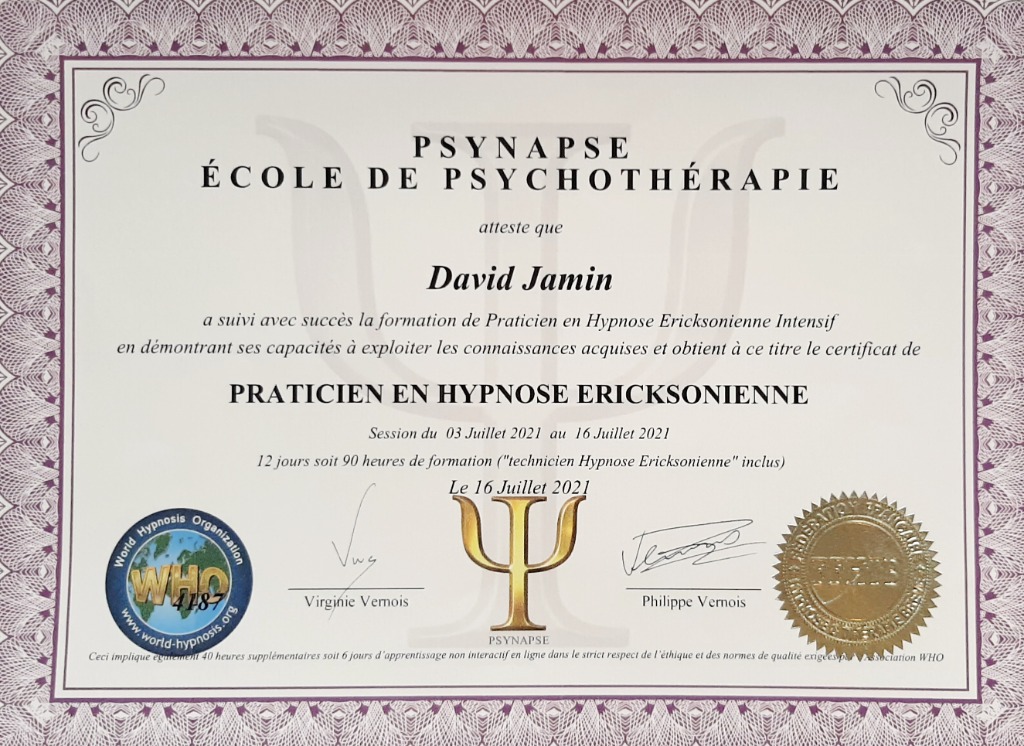 photo diplome David Jamin coachingvan