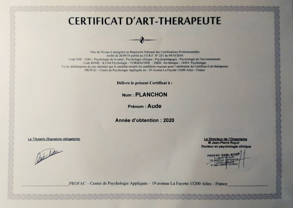 photo diplome Planchon Aude Art-thérapeute option danse-thérapie