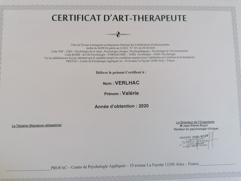 photo diplome Valerie Verlhac VV ATC