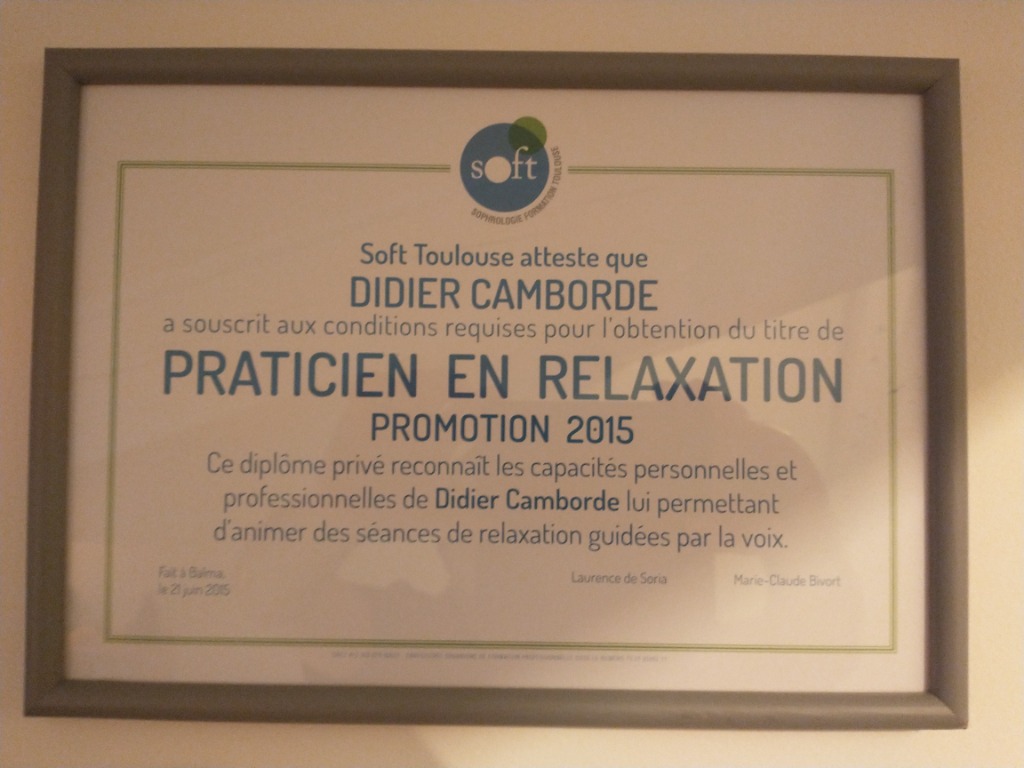 photo diplome Didier Camborde Magnétiseur