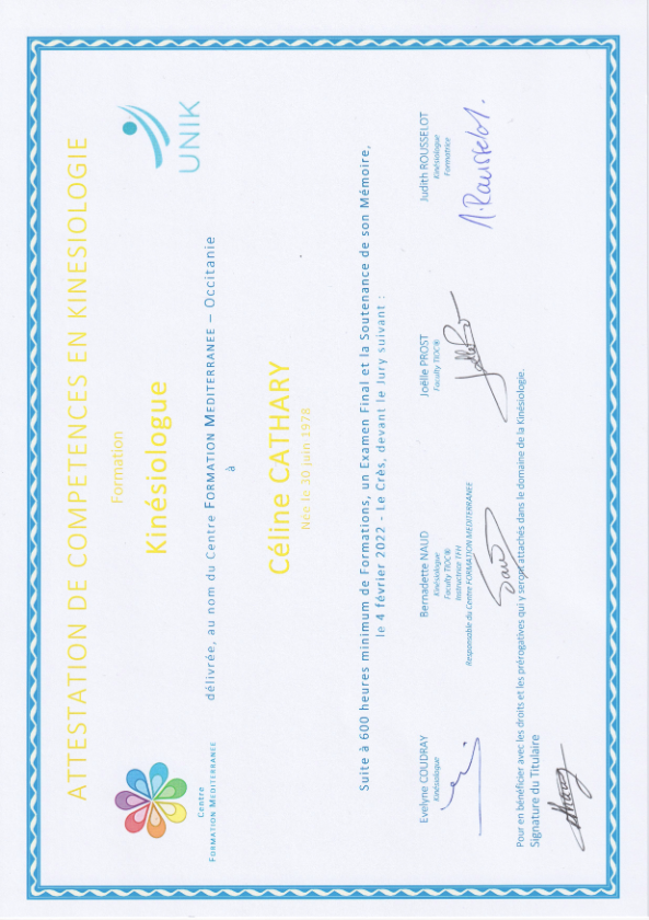 photo diplome Céline Cathary