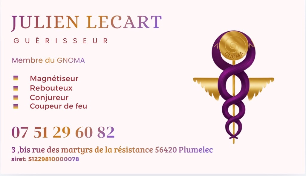 photo diplome Guérisseur Julien Lecart