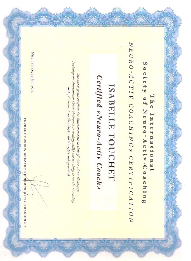 photo diplome Isabelle TOUCHET