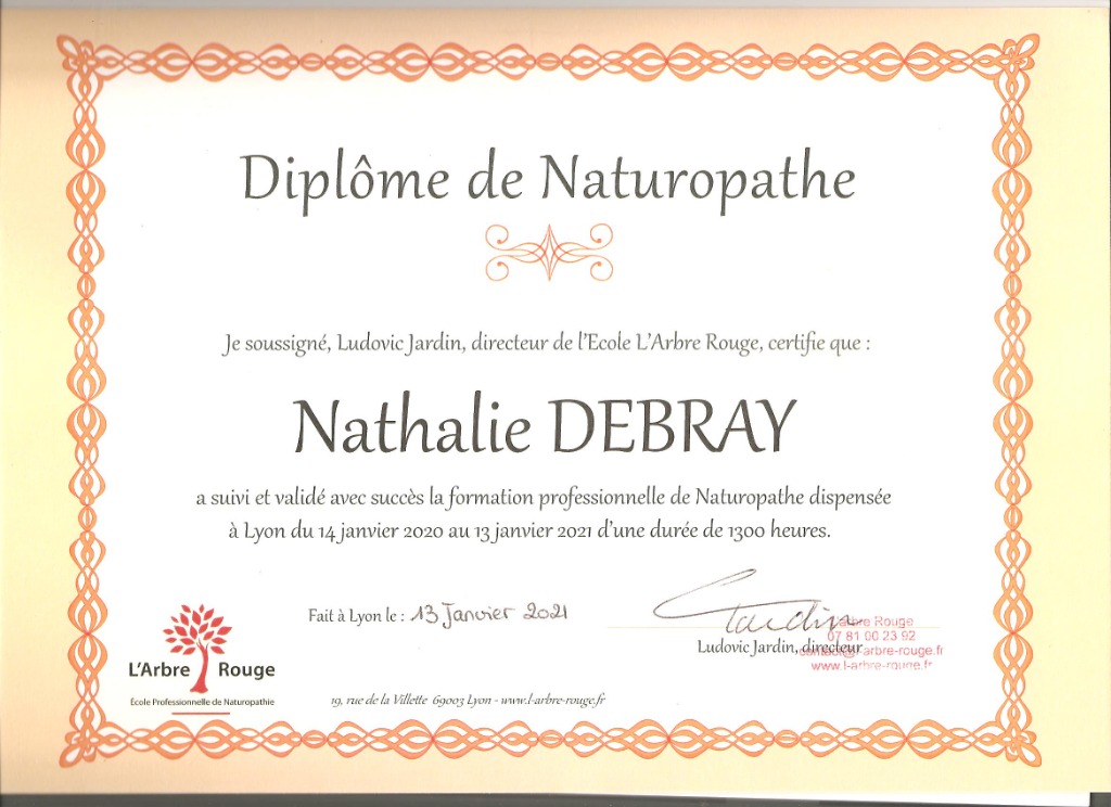 photo diplome Nathalie DEBRAY SOLEIA NATURE