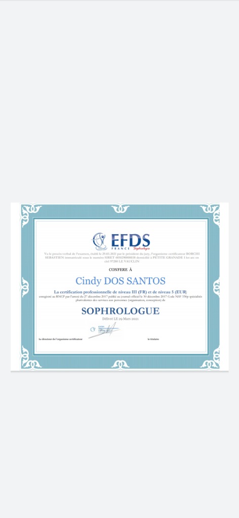 photo diplome Cindy Dos santos