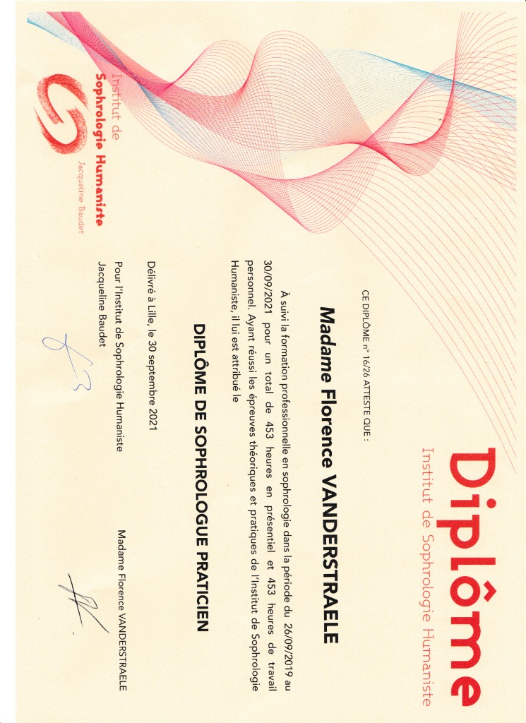 photo diplome Florence VANDERSTRAELE