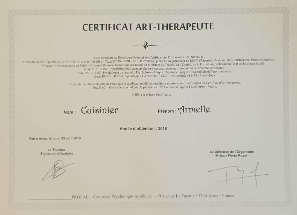 photo diplome Armelle Cuisinier