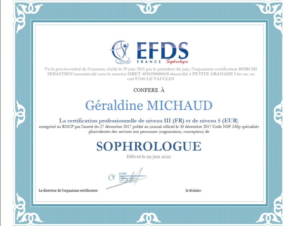 photo diplome Géraldine MICHAUD