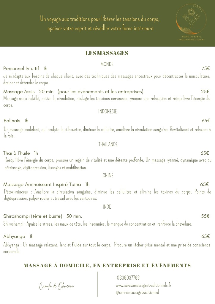 photo activite Sarava Massages Traditionnels