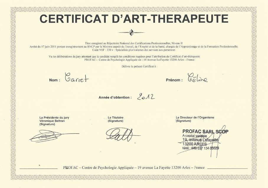 photo diplome Céline CARRET LEMBLIN