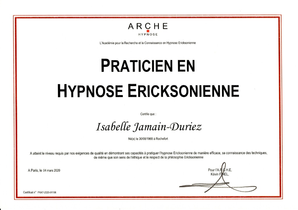 photo diplome Isabelle JAMAIN-DURIEZ