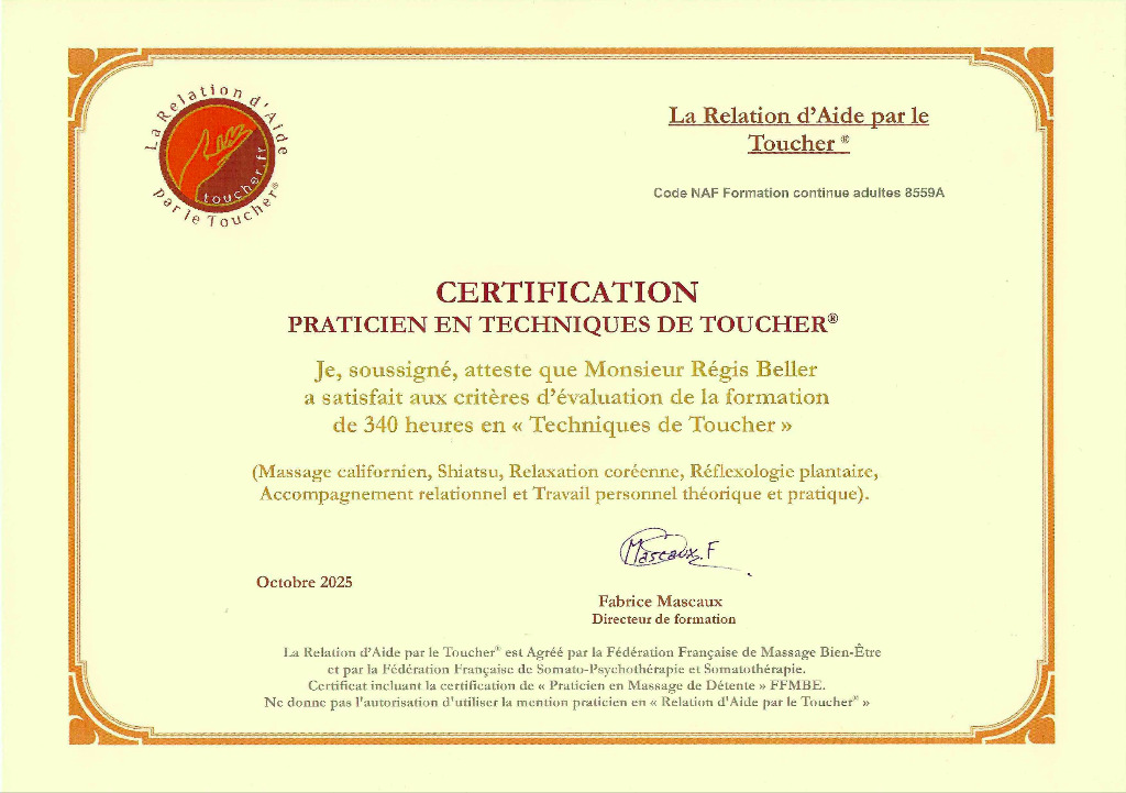 photo diplome Massages Les mains qui font du bien