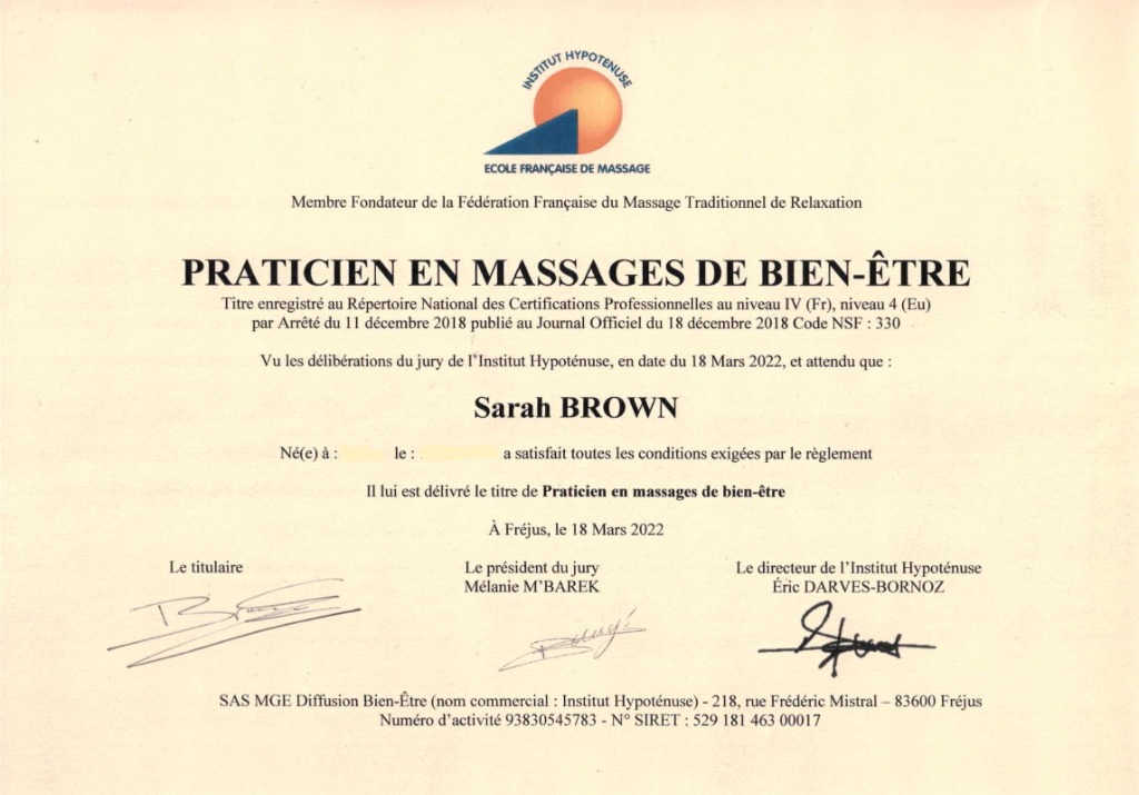 photo diplome Sarah BROWN