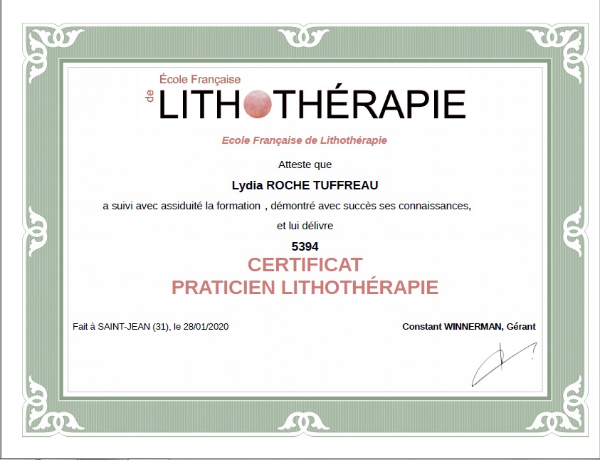 photo diplome Roche Tuffreau Lydia