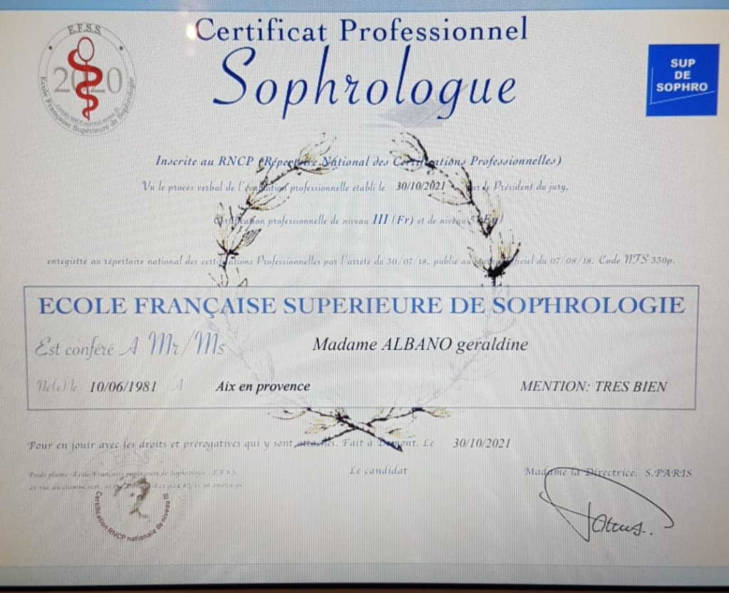 photo diplome L'INSTANT CONSCIENT