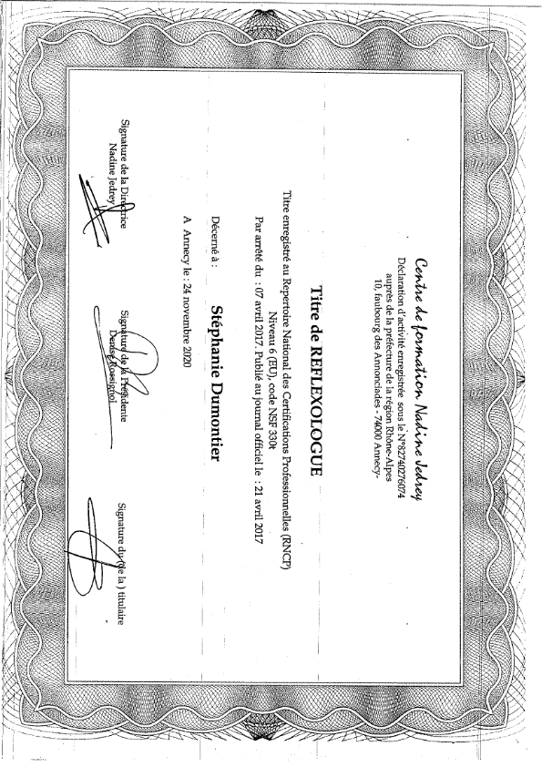 photo diplome DUMONTIER Stéphanie